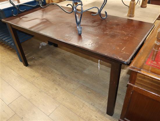 A rectangular leather topped table W.164cm